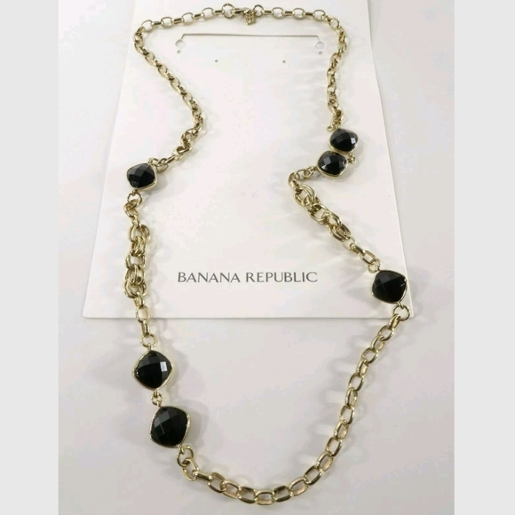 BANANA REPUBLIC BLACK STONE LAYER NECKLACE - Picture 2 of 10